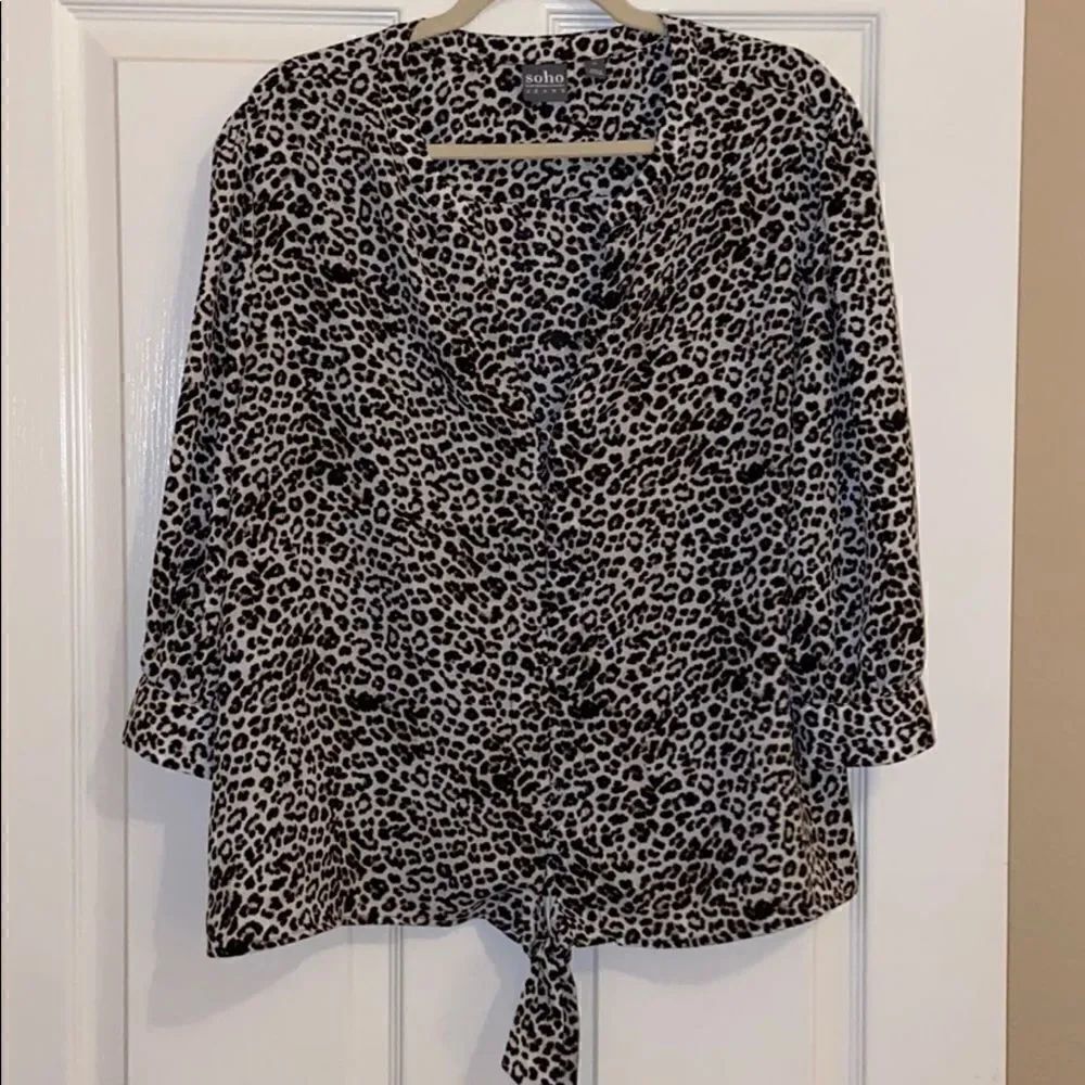 Snow leopard button down top